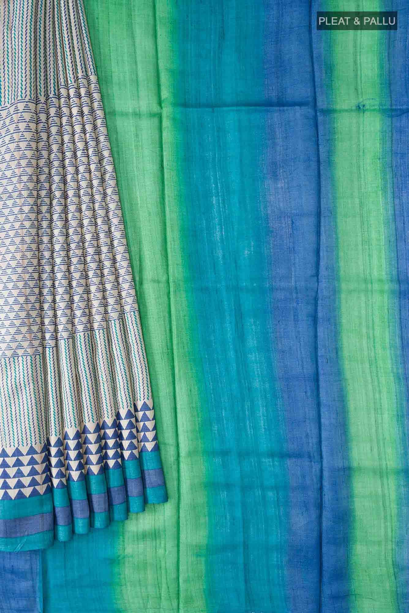 Beige Bhagalpuri Tussar Silk Saree
