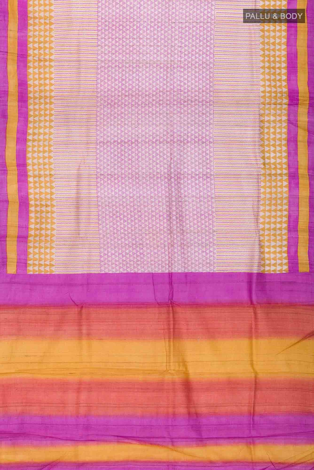 Beige Bhagalpuri Tussar Silk Saree