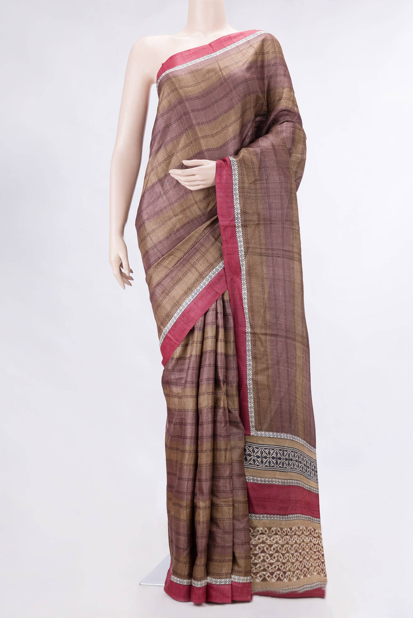 Brown Dual Tone Tussar Silk Saree