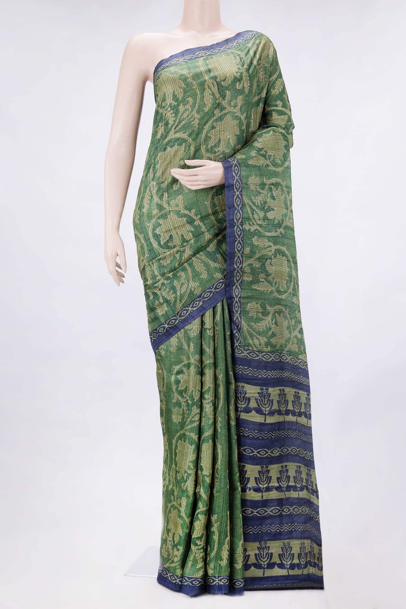 Green Dual Tone Tussar Silk Saree