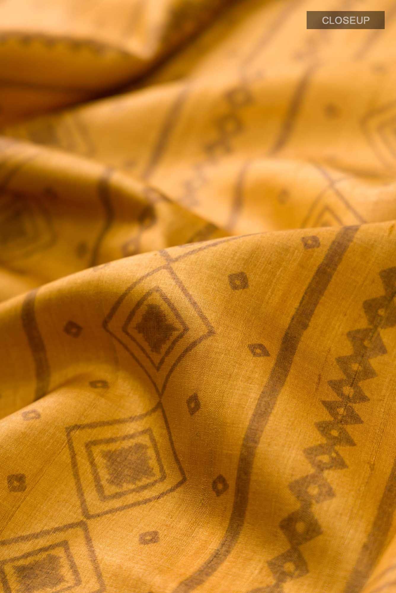 Mustard Bhagalpuri Tussar Silk Saree