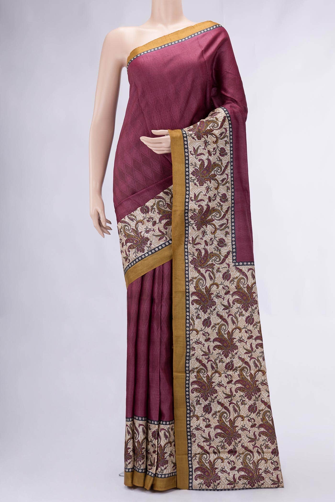 Purple Tussar Silk Saree