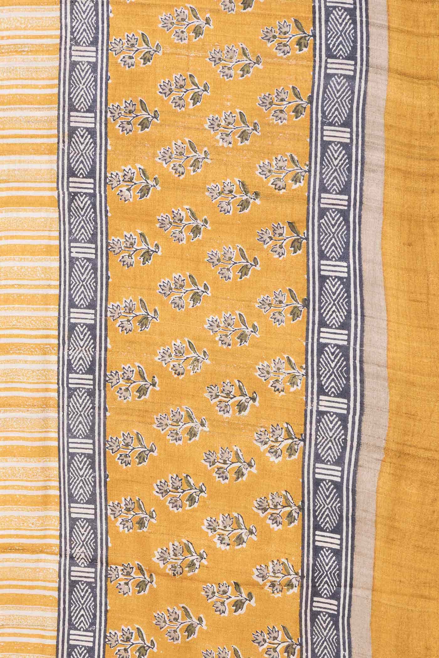 Mustard Dual Tone Tussar Silk Saree