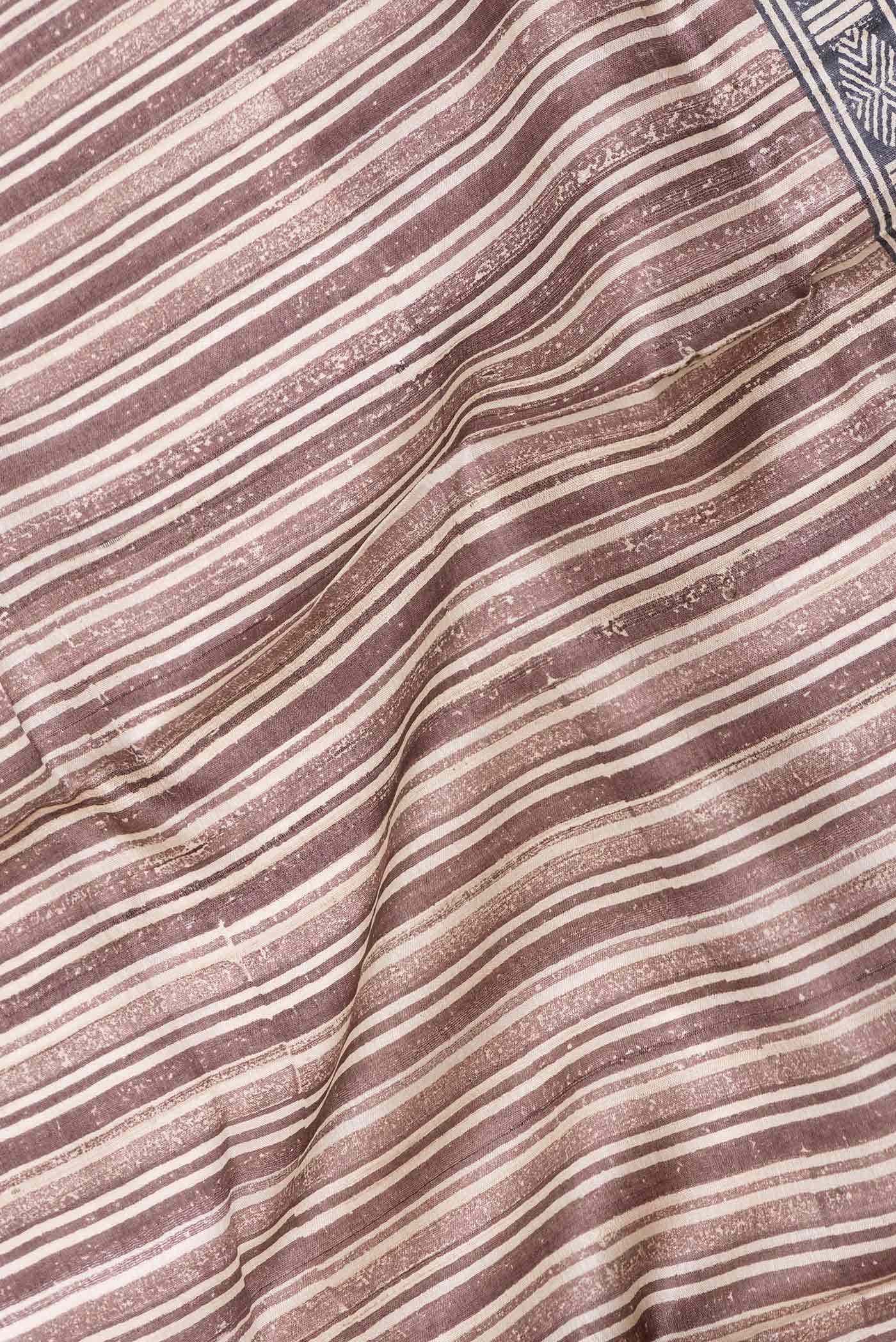 Brown Dual Tone Tussar Silk Saree