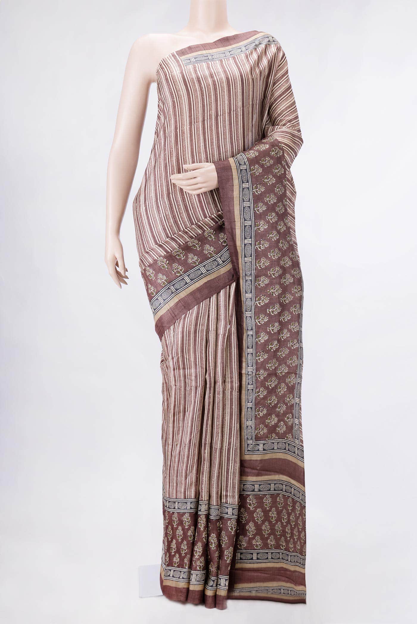 Brown Dual Tone Tussar Silk Saree