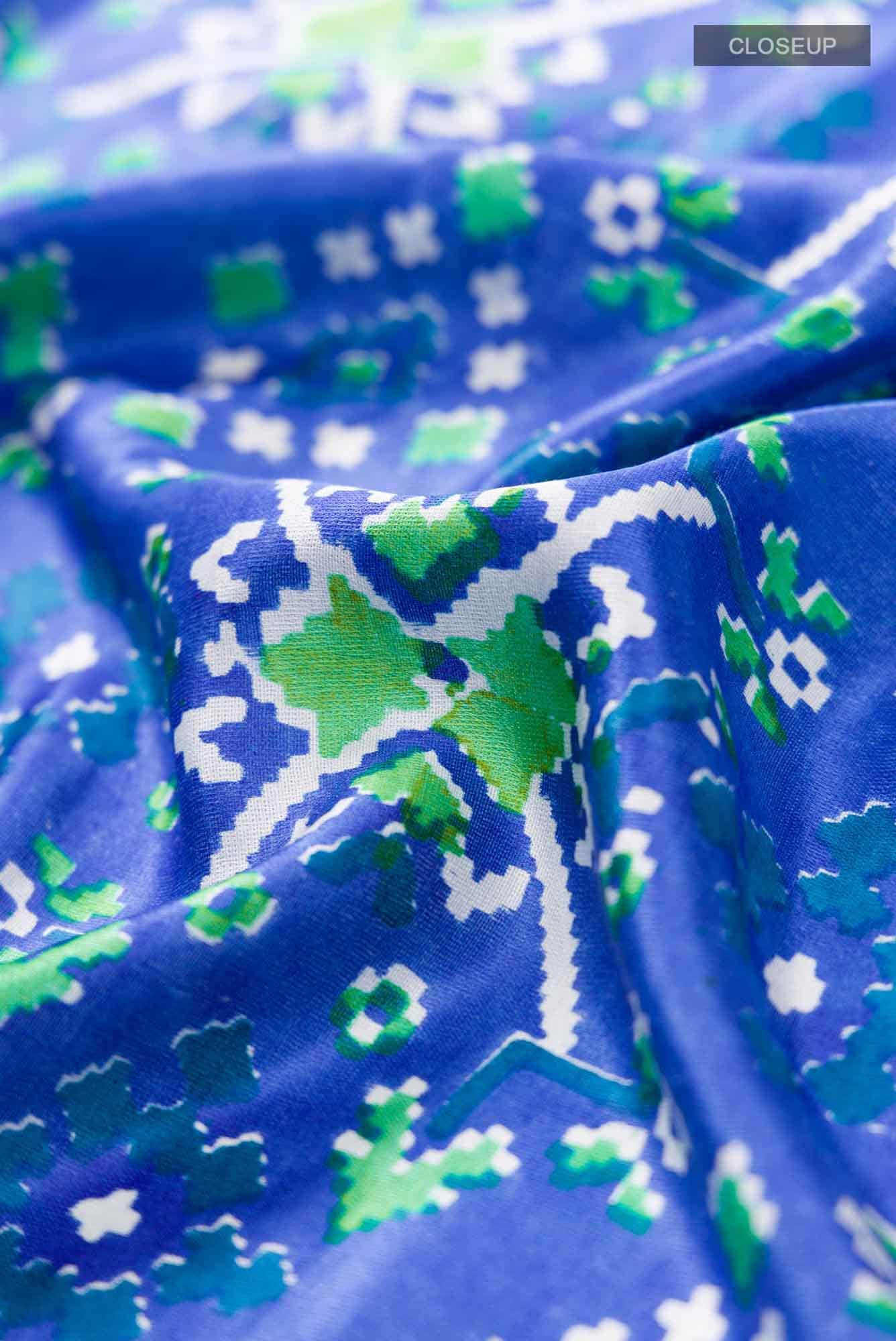 Blue Blended Satin Silk Saree