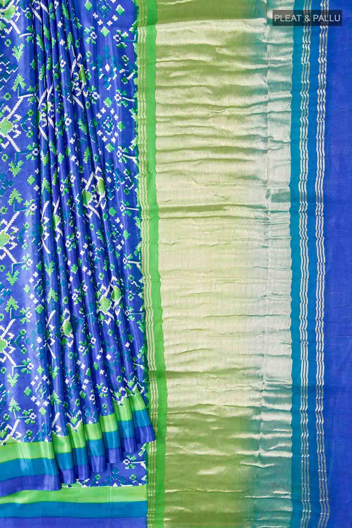 Blue Blended Satin Silk Saree