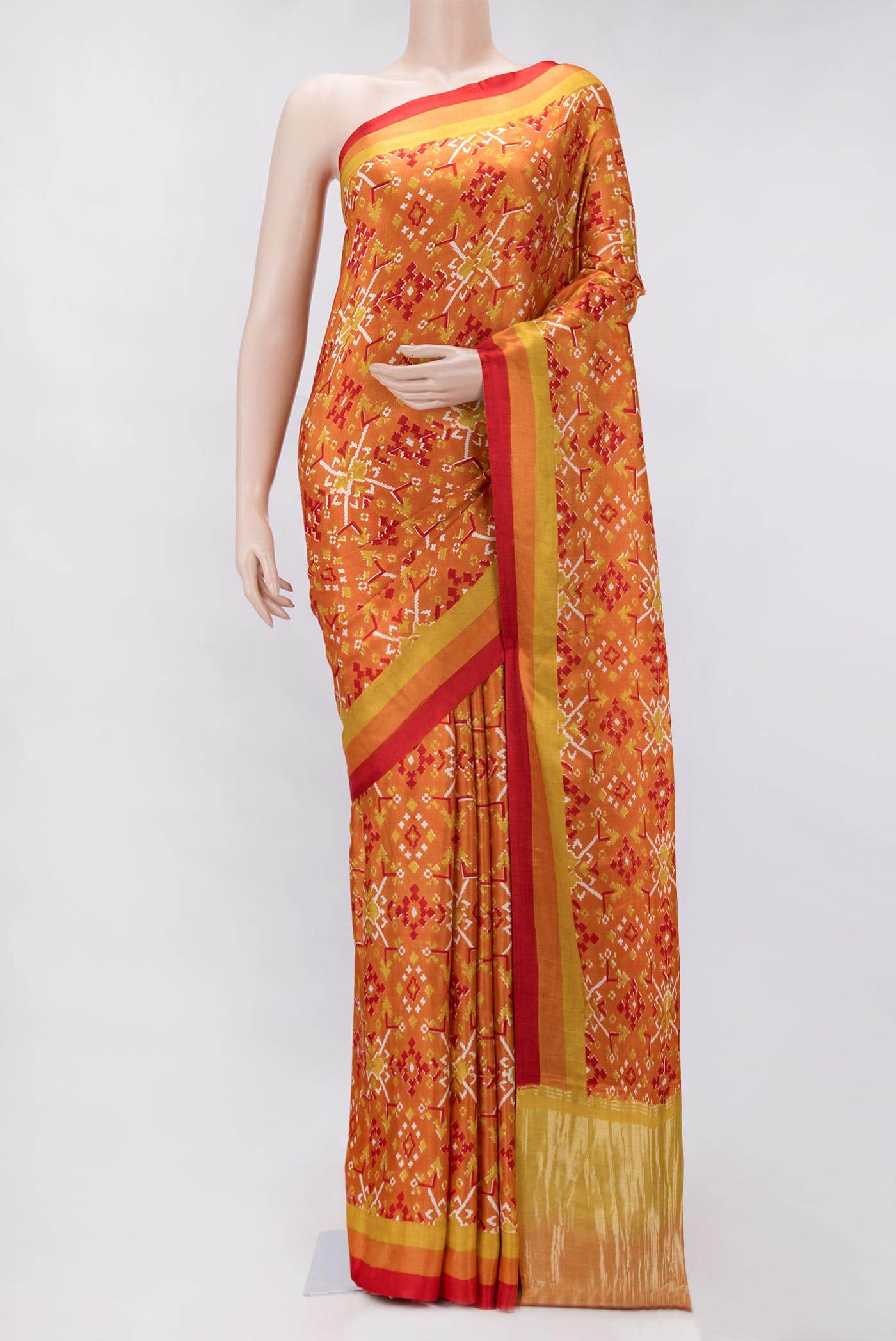 Orange Dual Tone Mysore Crepe Saree