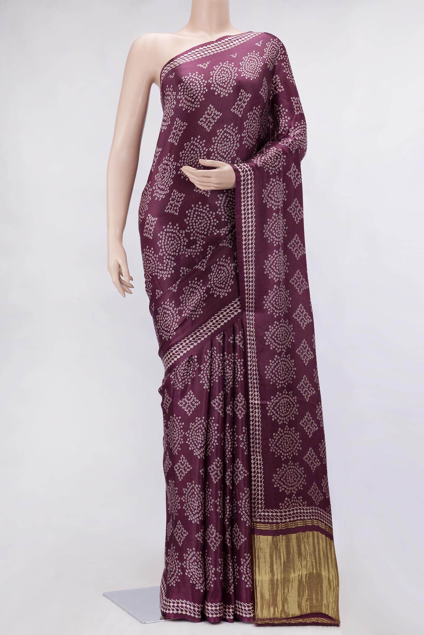 Burgundy Dual Tone Mysore Crepe Saree