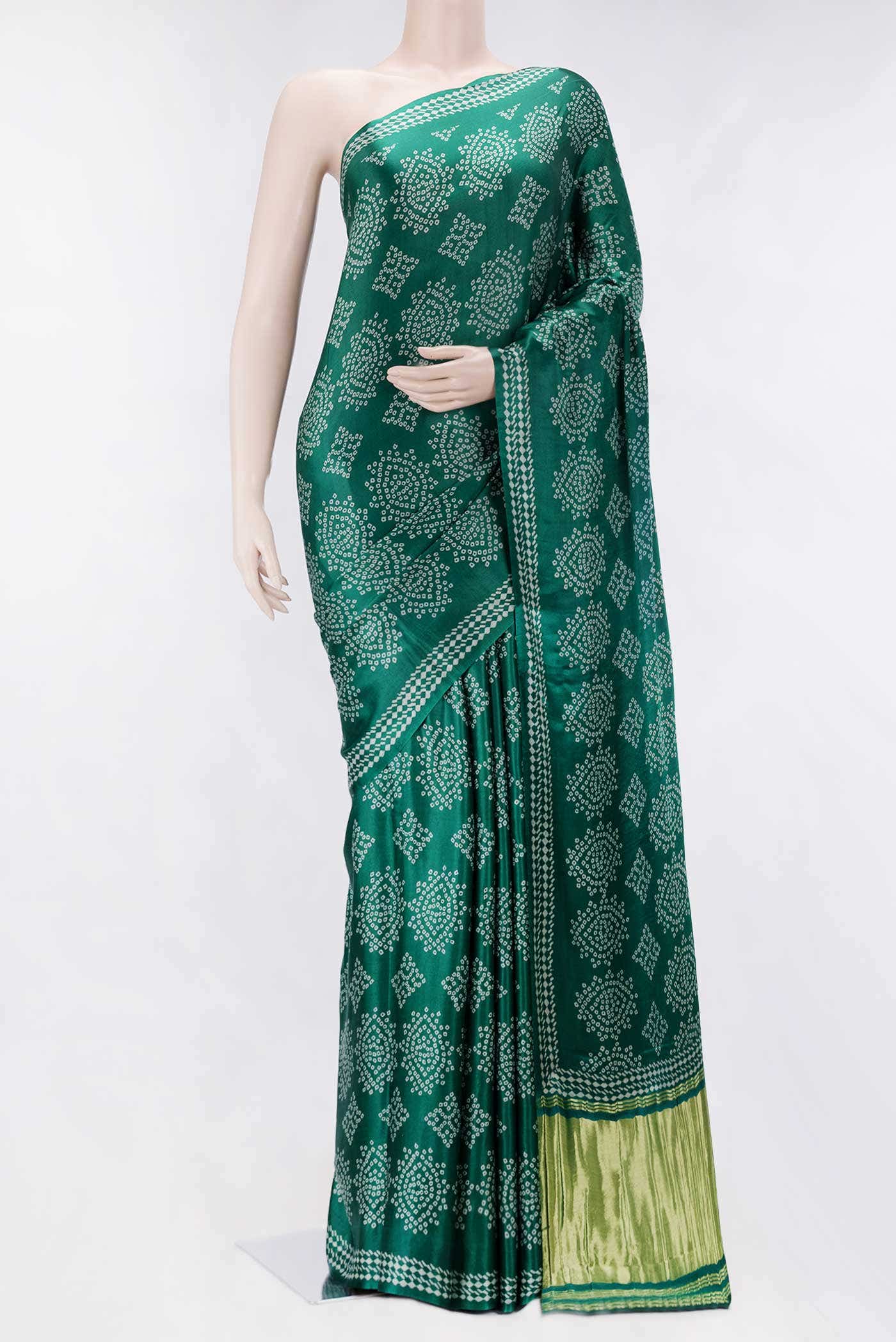 Green Dual Tone Mysore Crepe Saree
