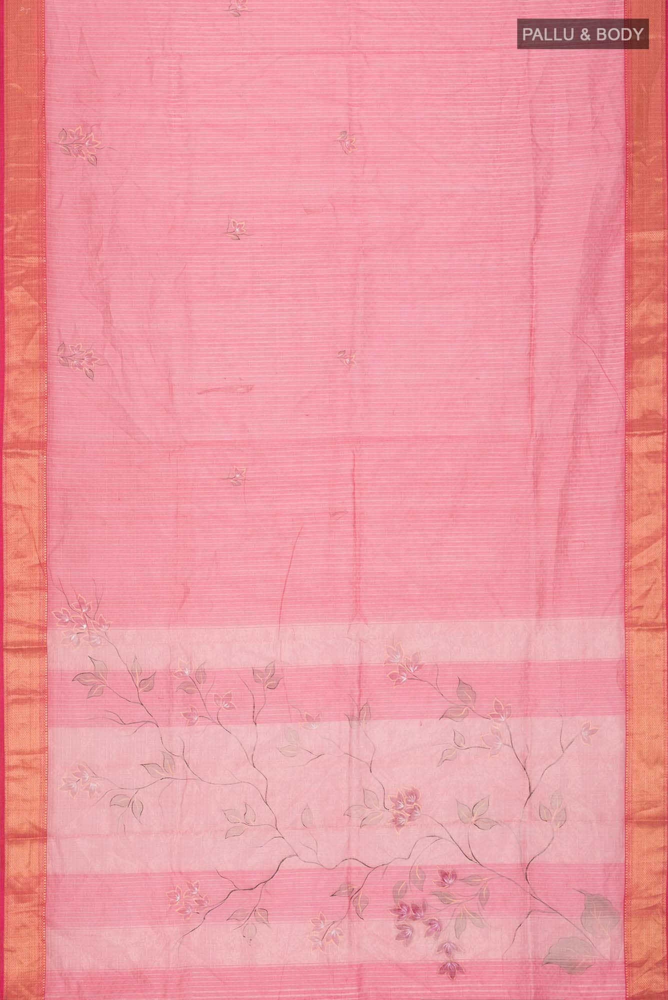 Coral Maheshwari Silk Cotton Saree