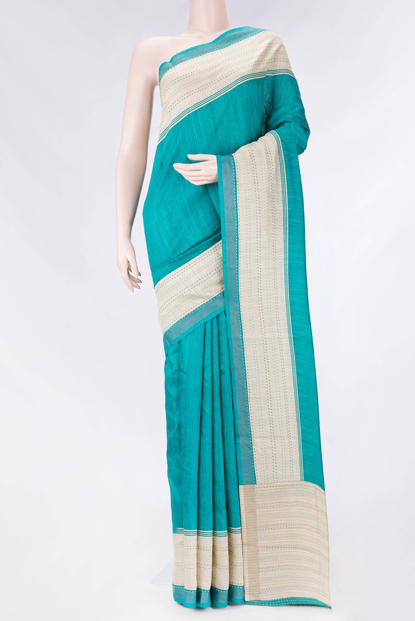 Peacock Blue Dual Tone Tussar Silk Saree