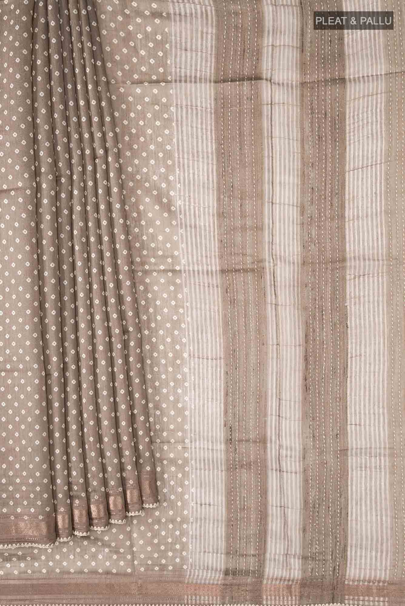 Dark Beige Bhagalpuri Tussar Silk Saree