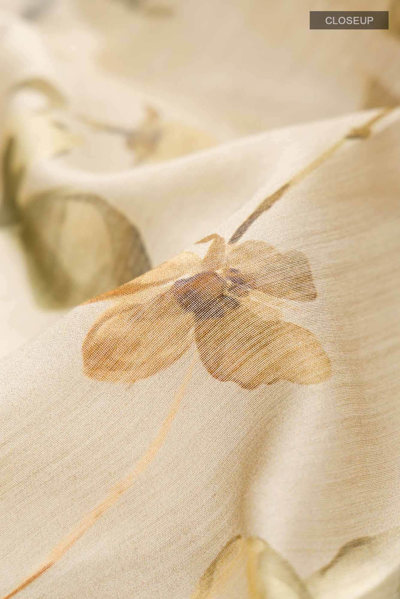 Beige Bhagalpuri Tussar Silk Saree