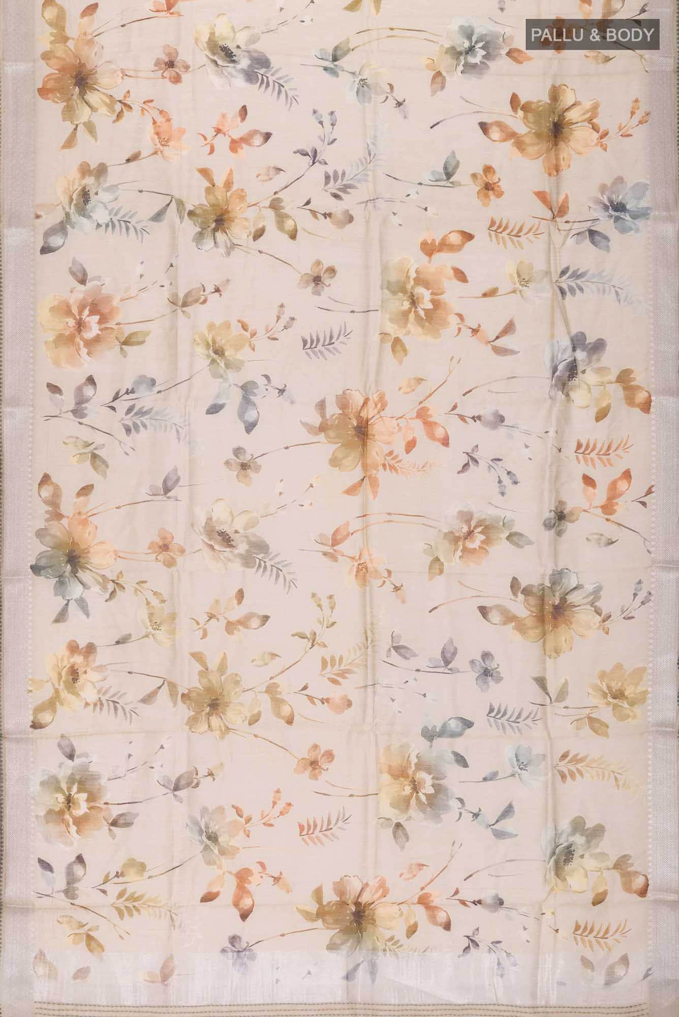 Beige Bhagalpuri Tussar Silk Saree