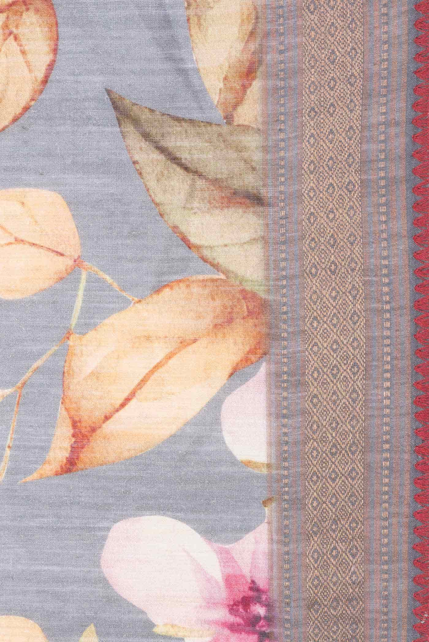 Grey Dual Tone Tussar Silk Saree