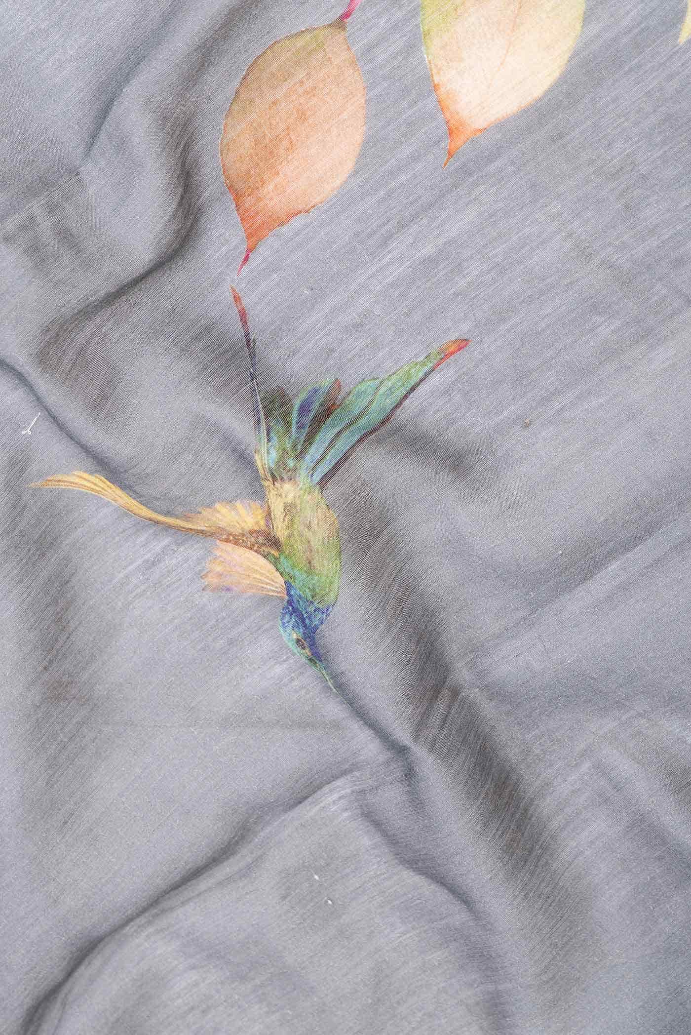 Grey Dual Tone Tussar Silk Saree