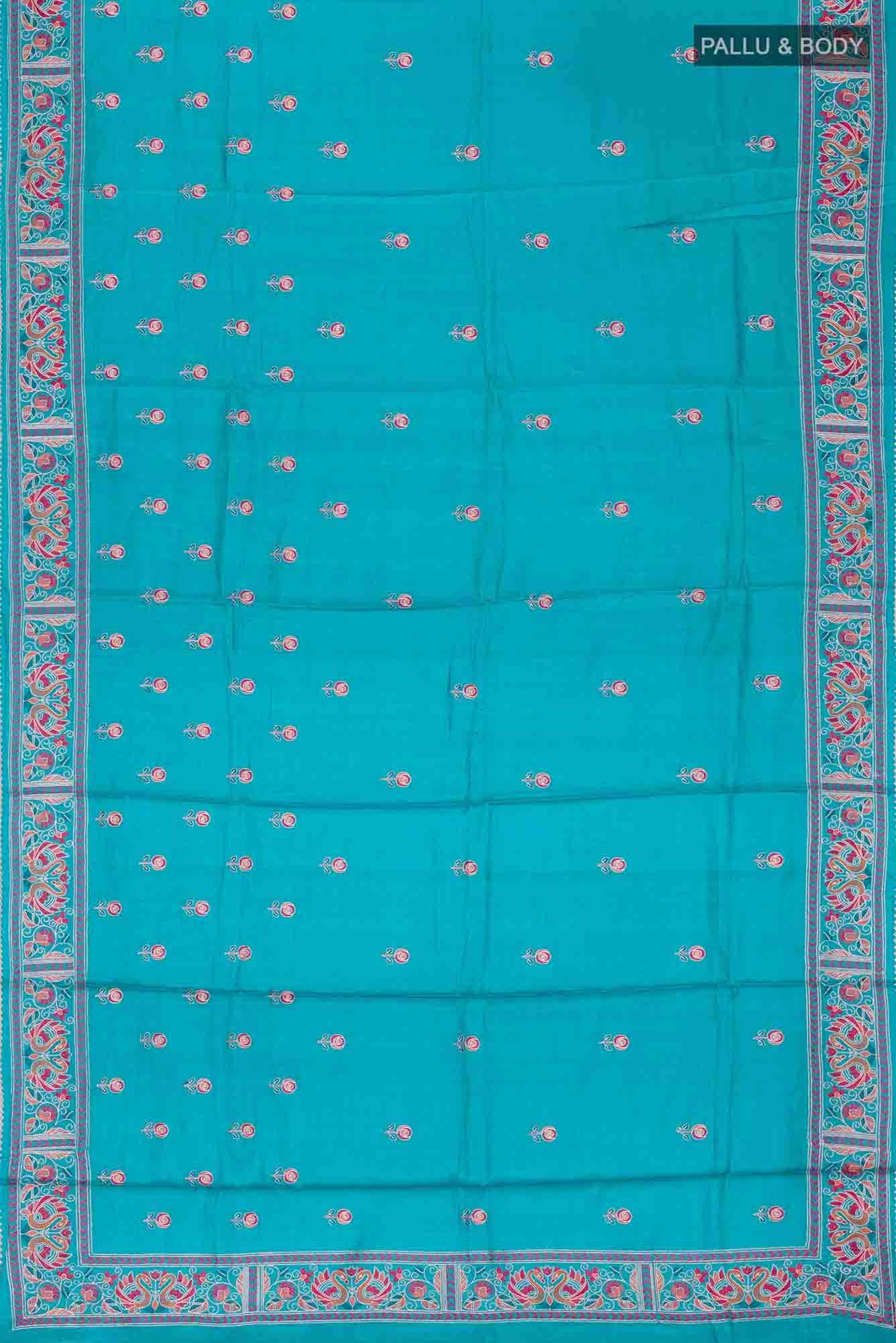 Blue Bhagalpuri Tussar Silk Saree