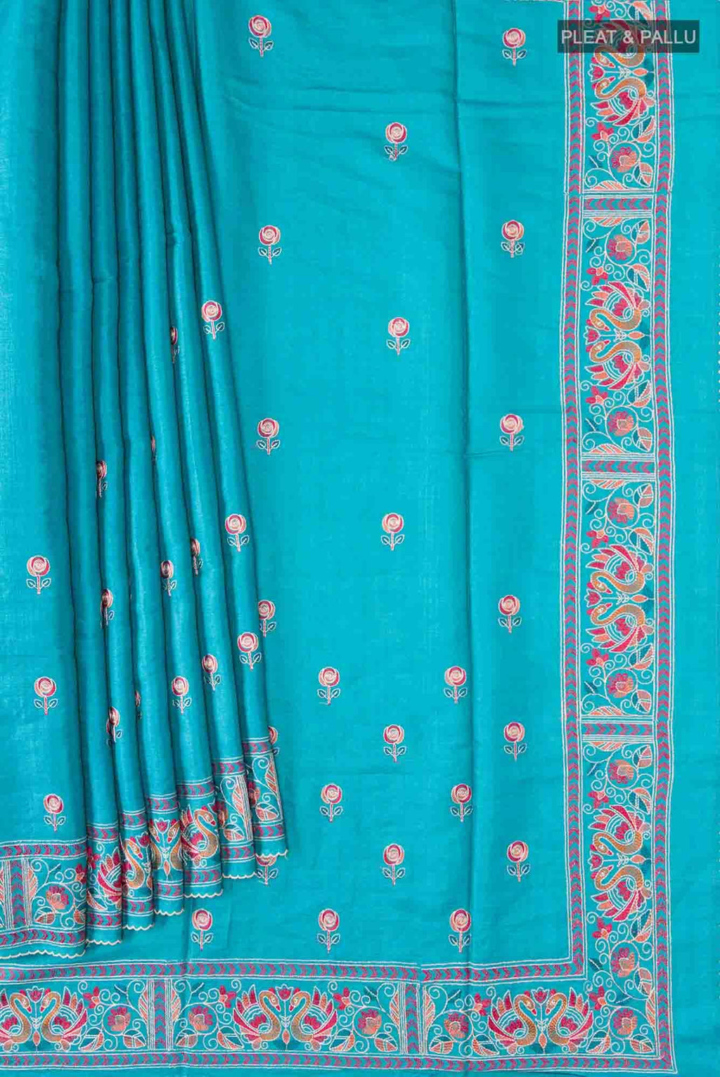 Blue Bhagalpuri Tussar Silk Saree