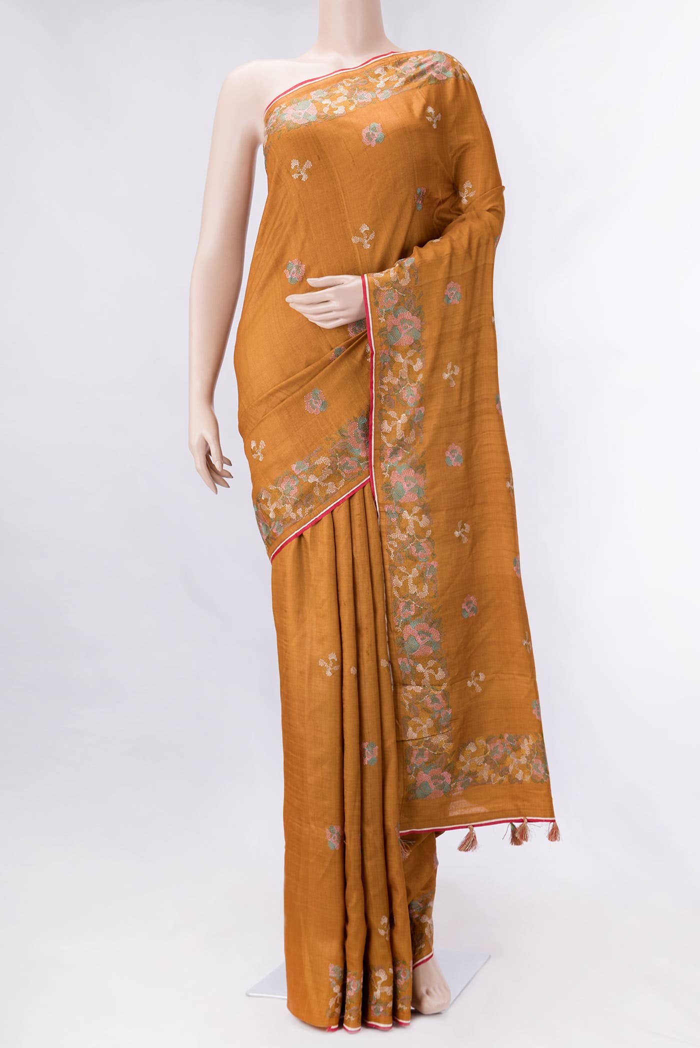 Mustard Dual Tone Tussar Silk Saree