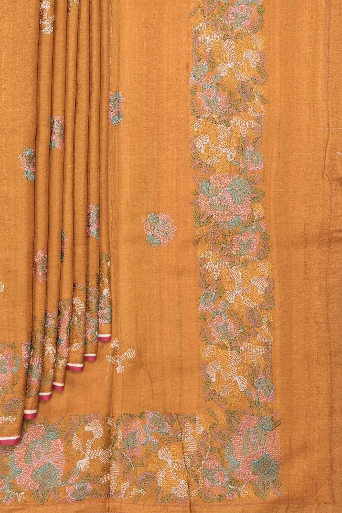 Mustard Dual Tone Tussar Silk Saree