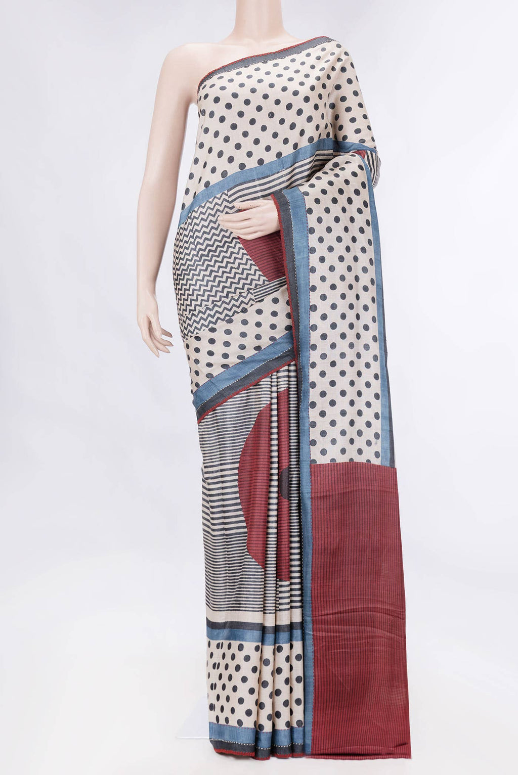 Beige Dual Tone Tussar Silk Saree