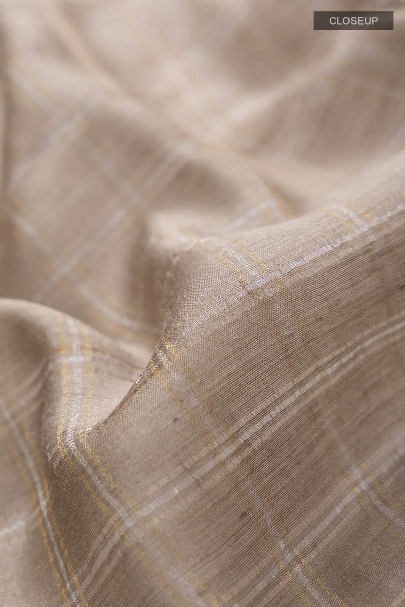 Beige Bhagalpuri Tussar Silk Saree