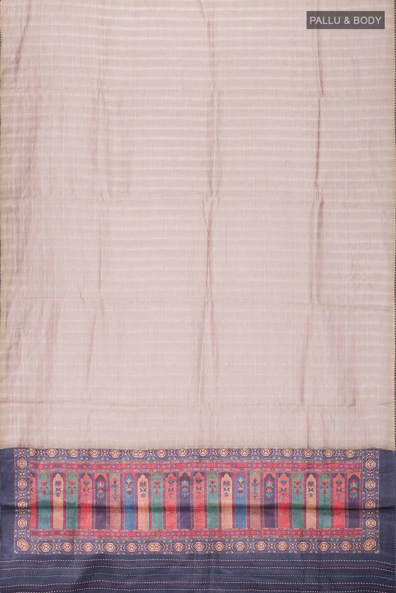 Beige Bhagalpuri Tussar Silk Saree
