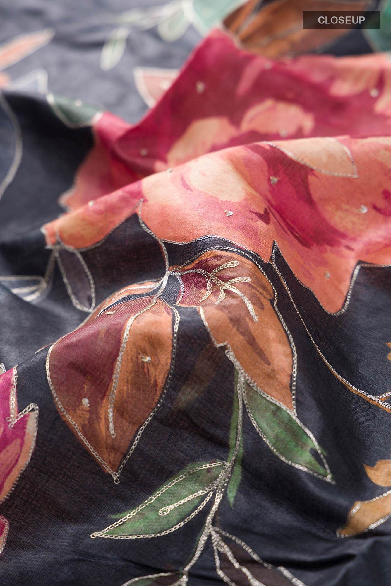 Black Bhagalpuri Tussar Silk Saree