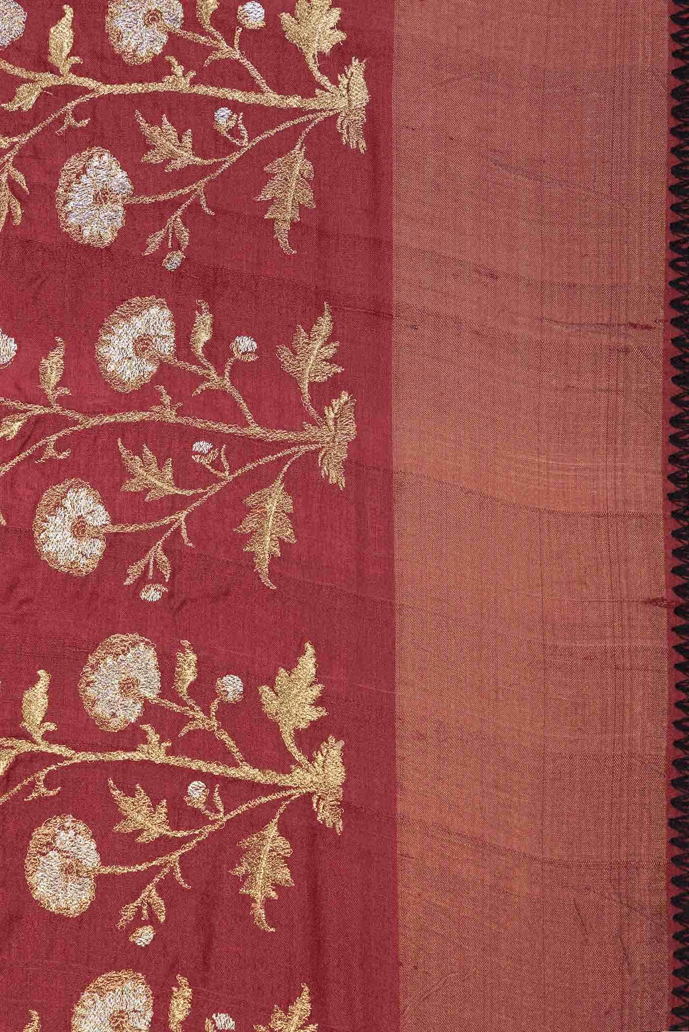 Maroon Dual Tone Tussar Silk Saree
