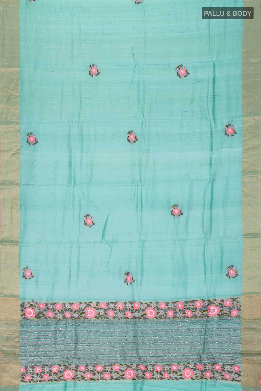 Green Bhagalpuri Tussar Silk Saree
