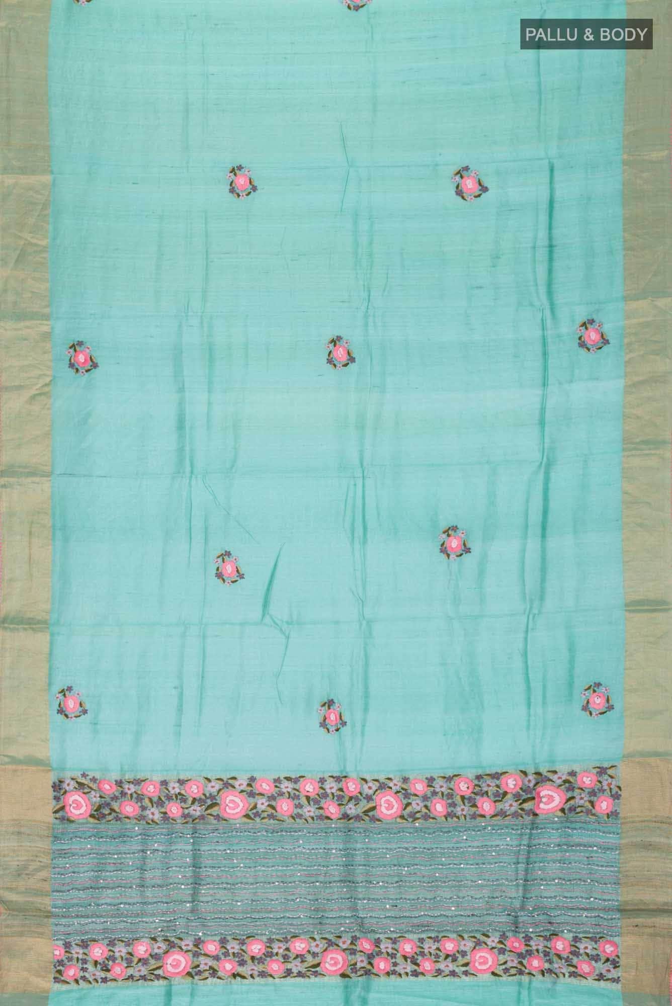 Green Bhagalpuri Tussar Silk Saree