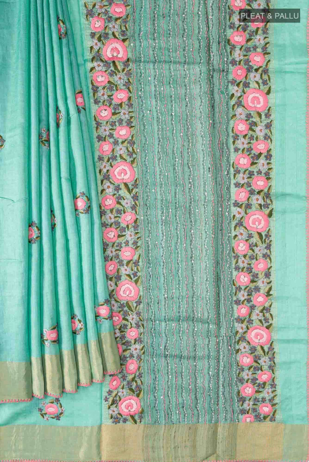Green Bhagalpuri Tussar Silk Saree