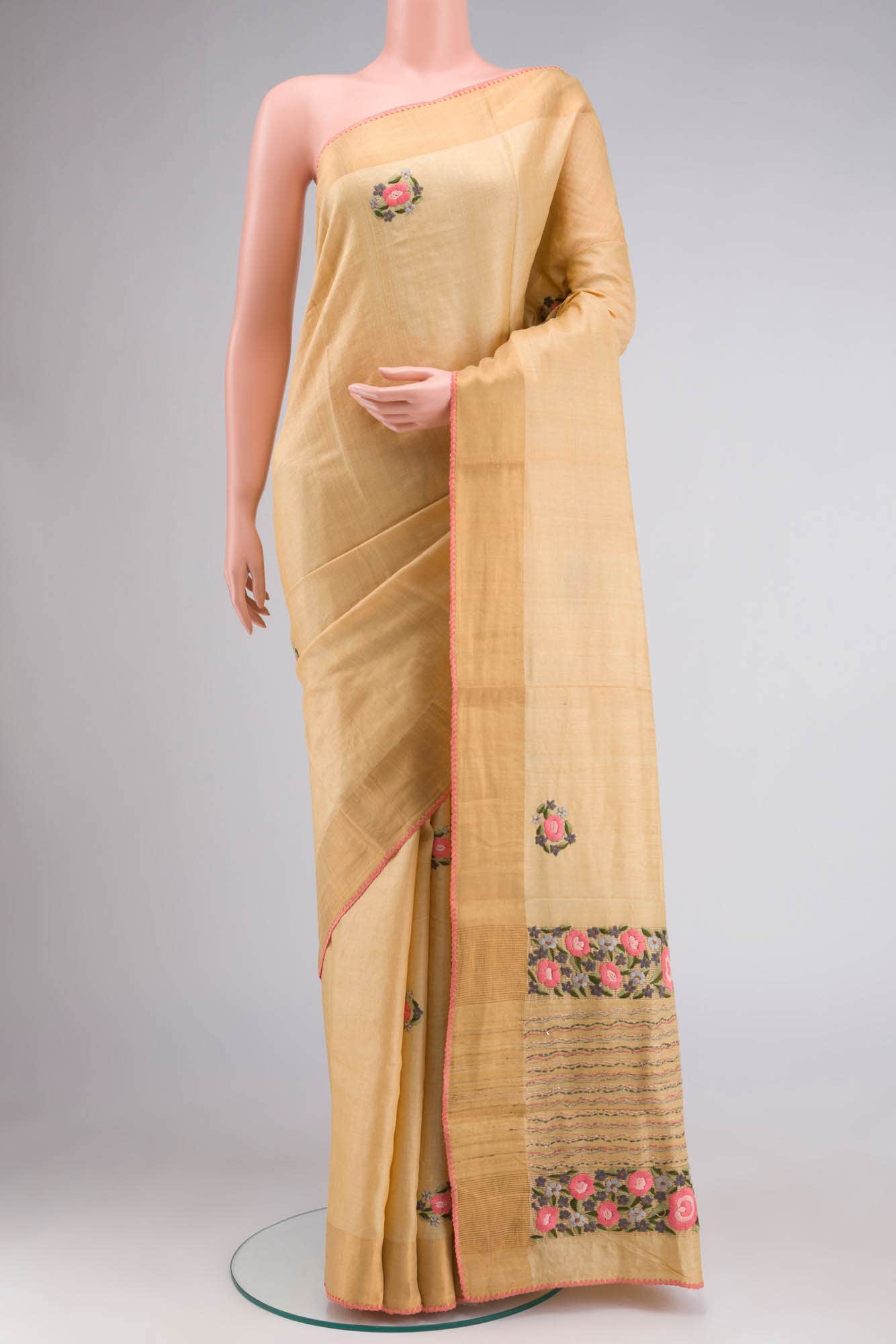 Sandal Bhagalpuri Tussar Silk Saree