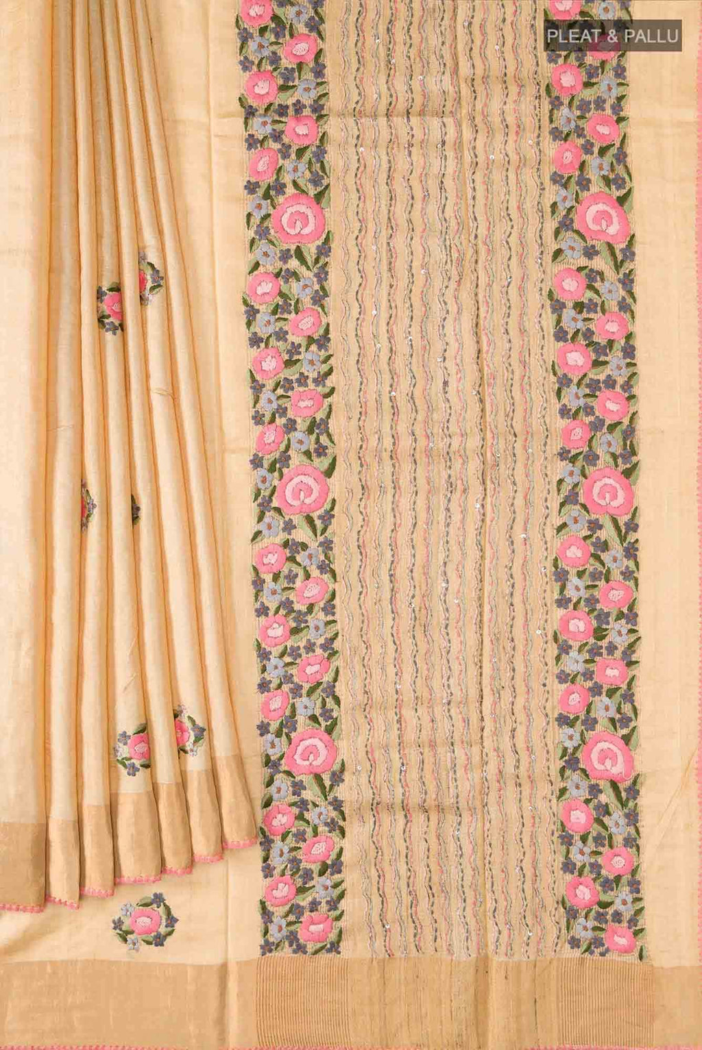Sandal Bhagalpuri Tussar Silk Saree