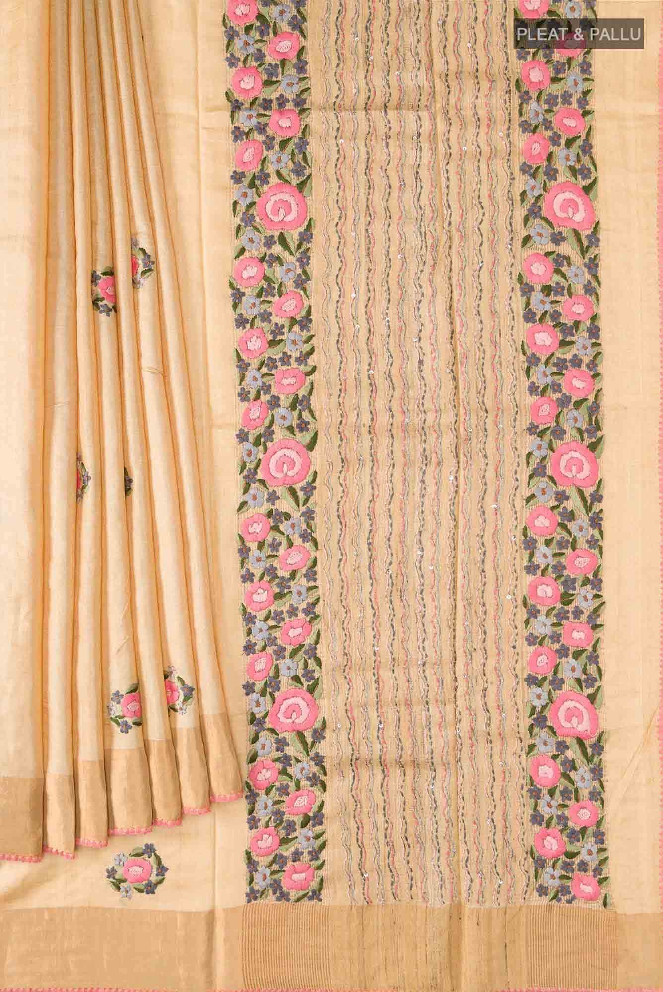Sandal Bhagalpuri Tussar Silk Saree