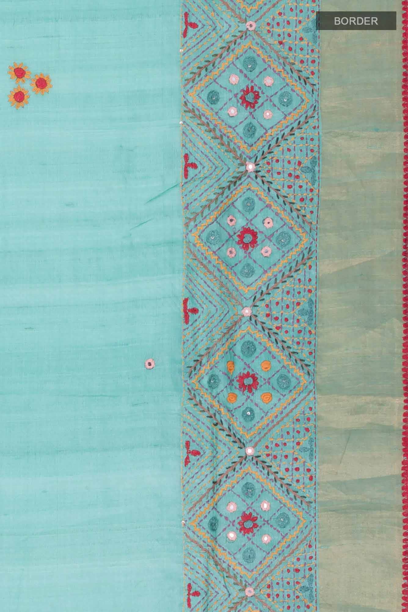 Green Bhagalpuri Tussar Silk Saree