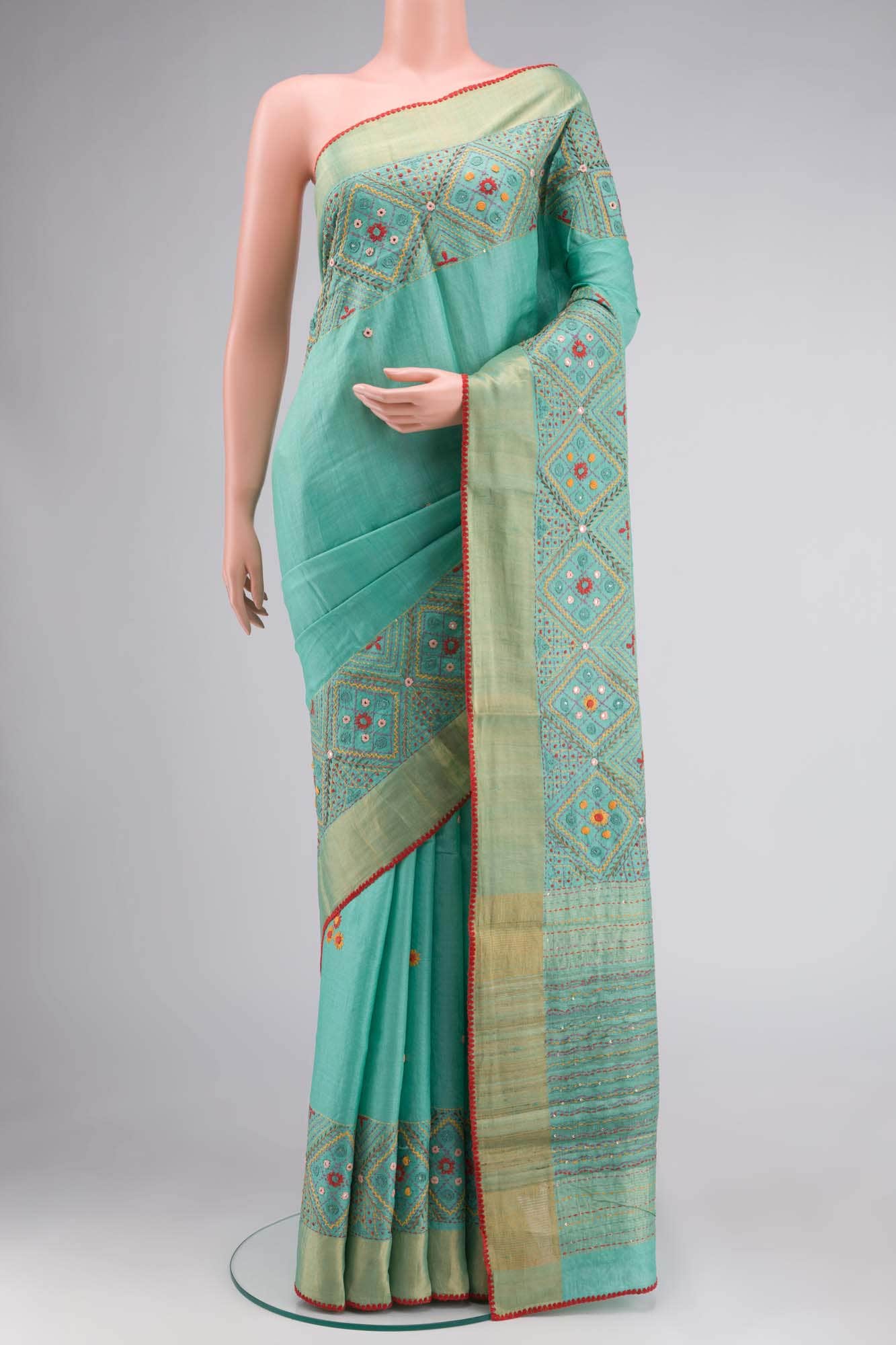 Green Bhagalpuri Tussar Silk Saree