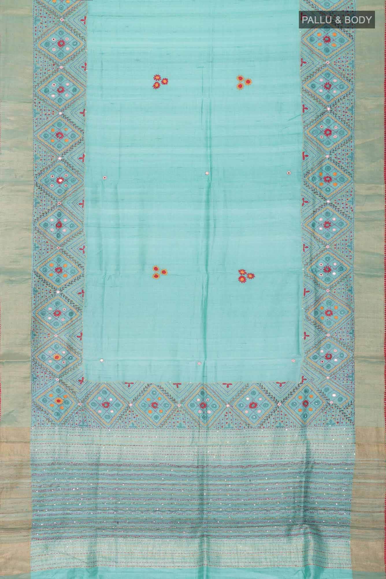Green Bhagalpuri Tussar Silk Saree