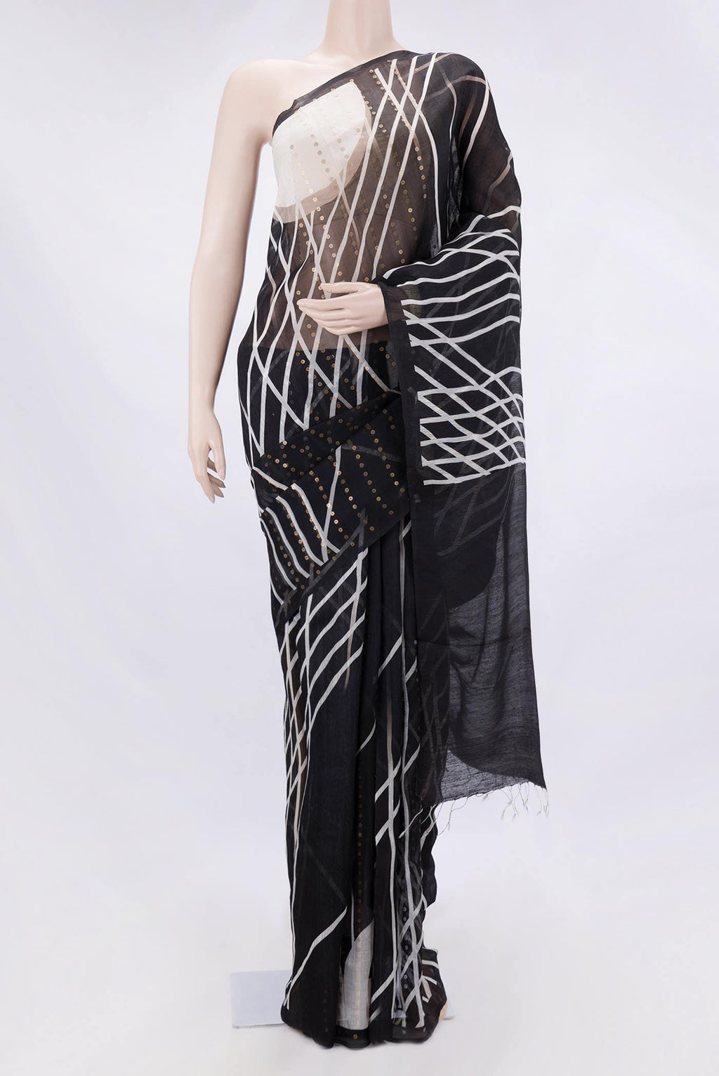 Black Linen Saree