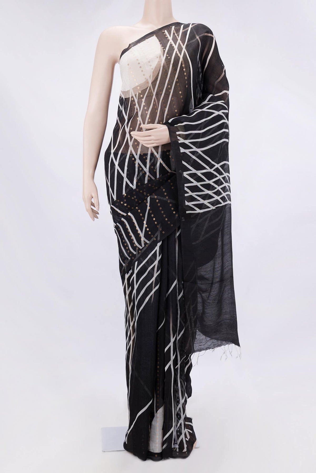 Black Tussar Silk Saree