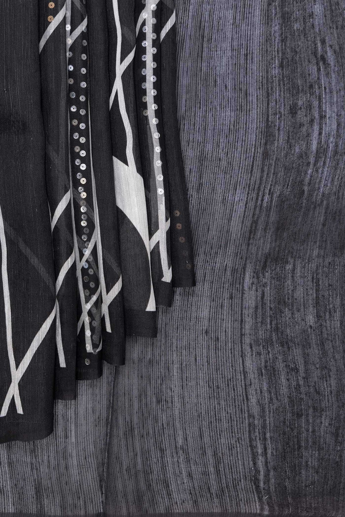 Black Tussar Silk Saree