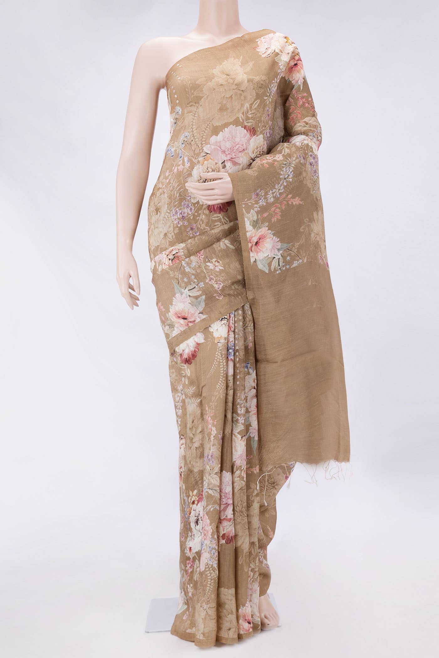 Mustard Dual Tone Linen Saree