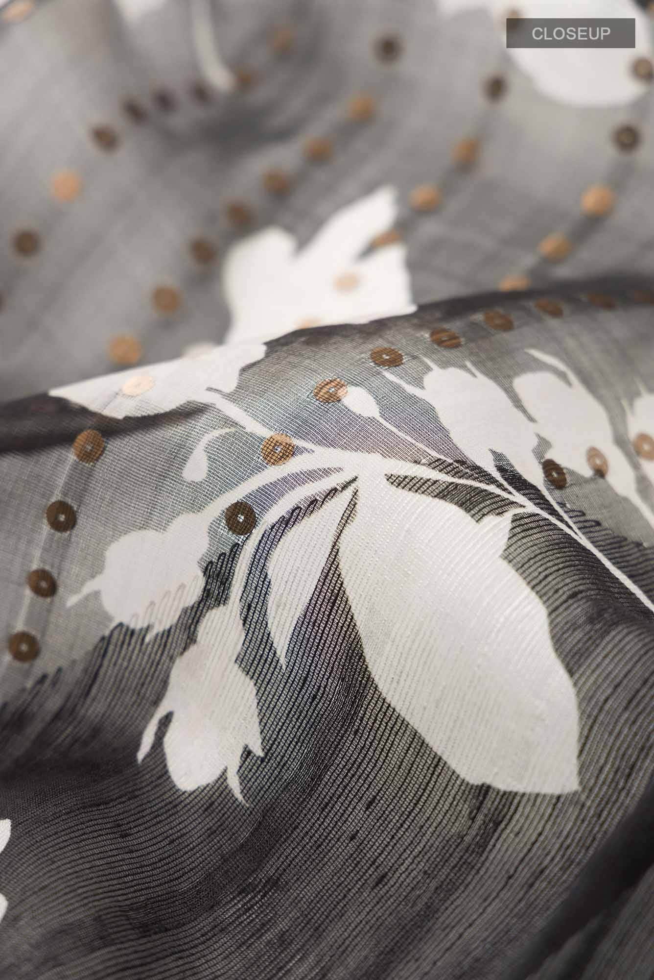 Black Bhagalpuri Tussar Silk Saree