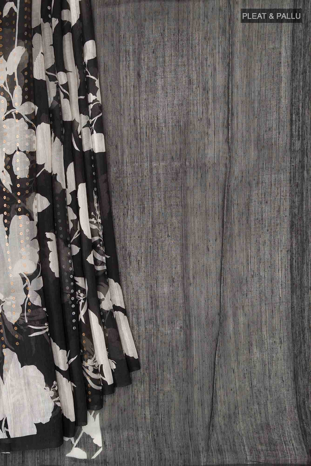 Black Bhagalpuri Tussar Silk Saree