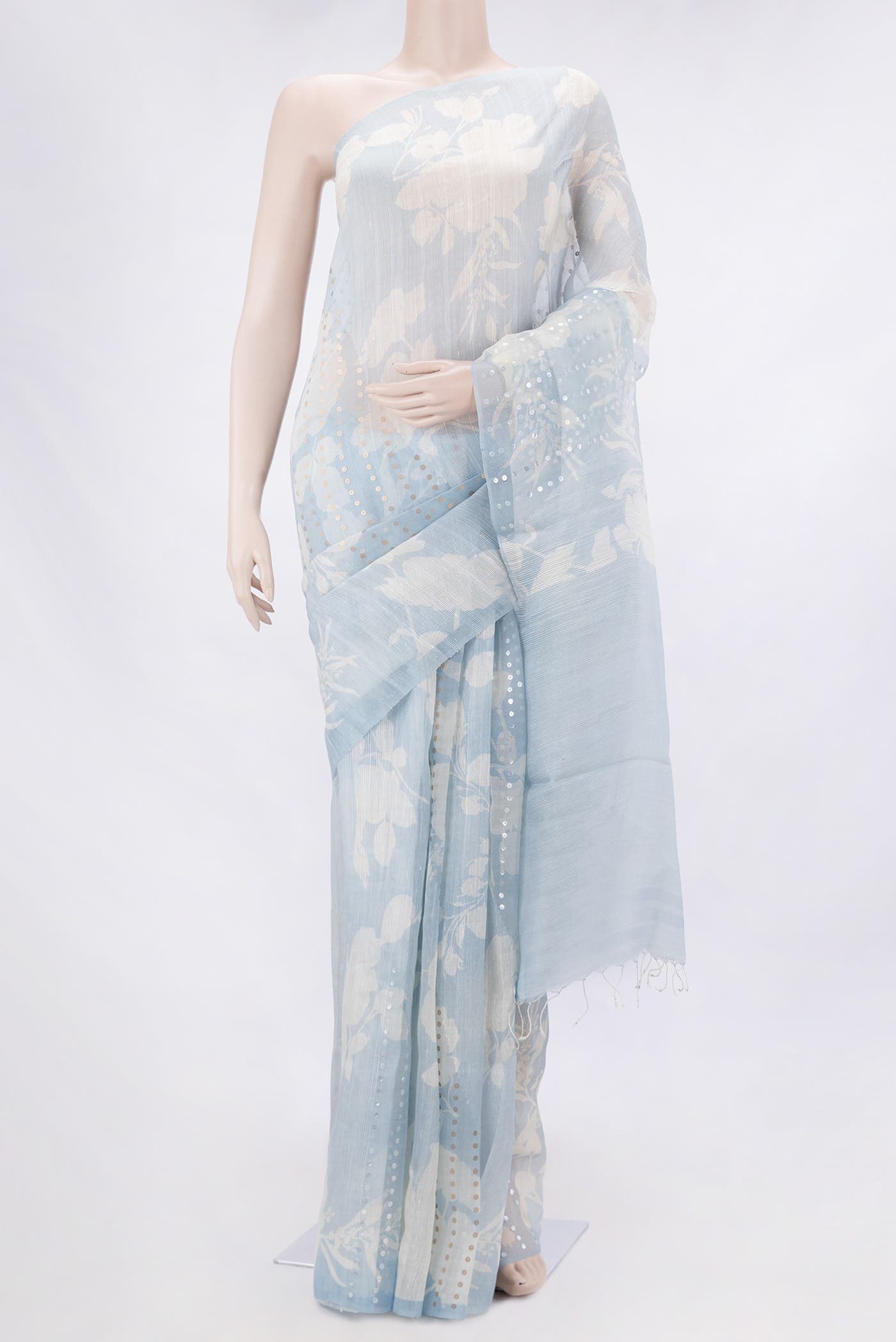 Light Blue Dual Tone Linen Saree