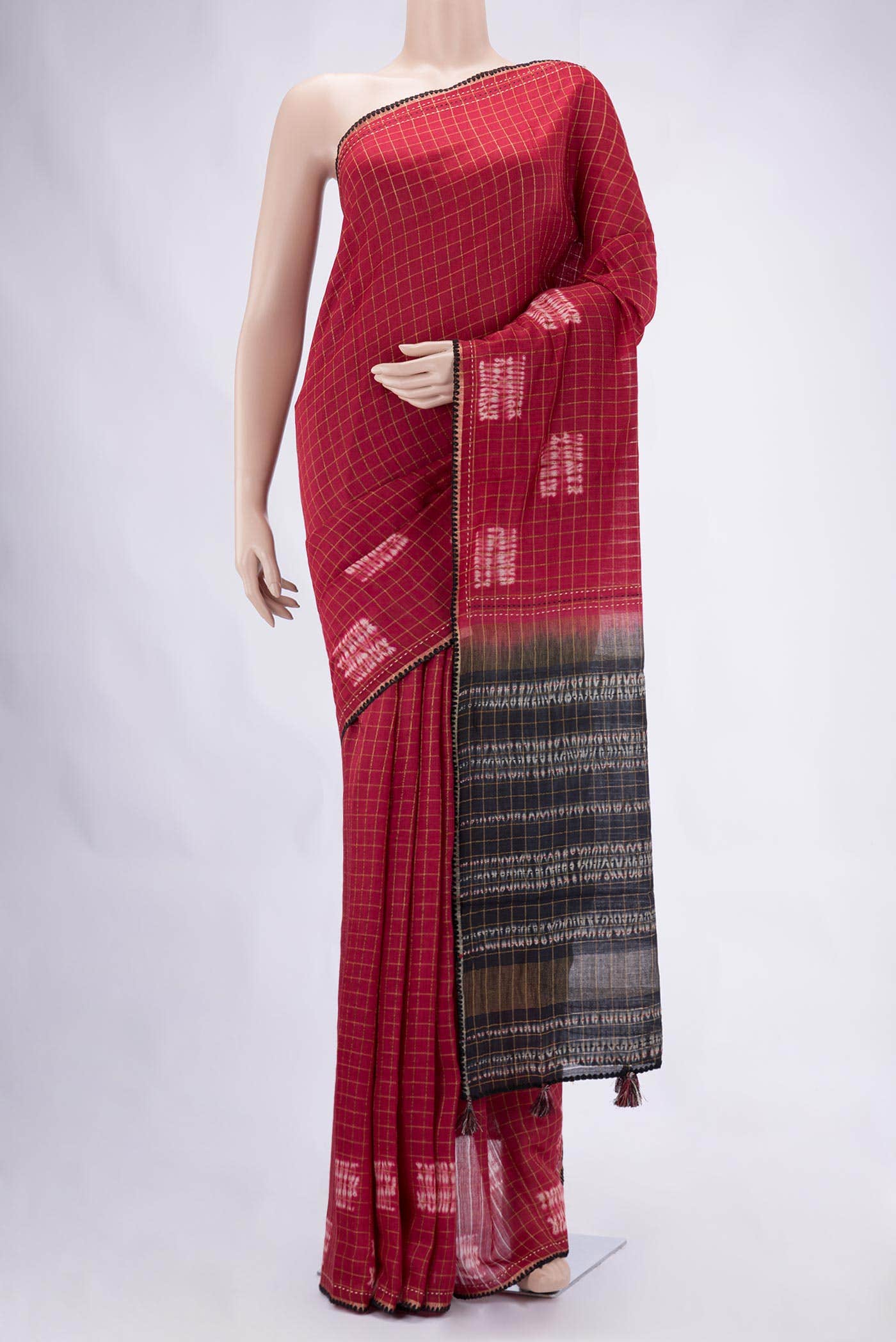 Maroon Tussar Silk Saree
