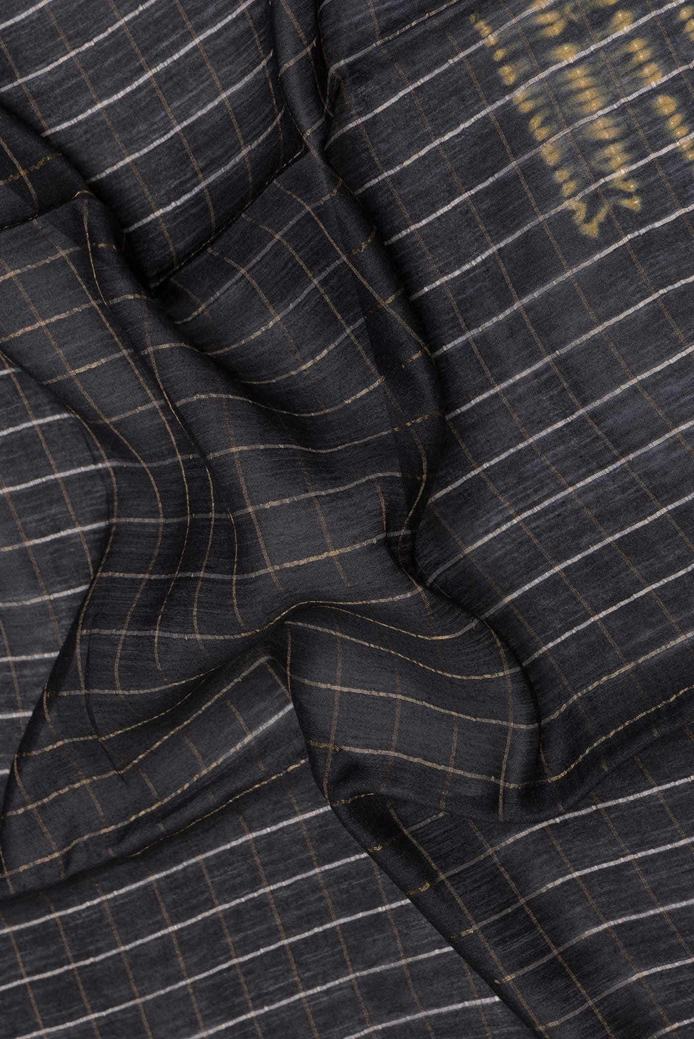 Black Dual Tone Tussar Silk Saree