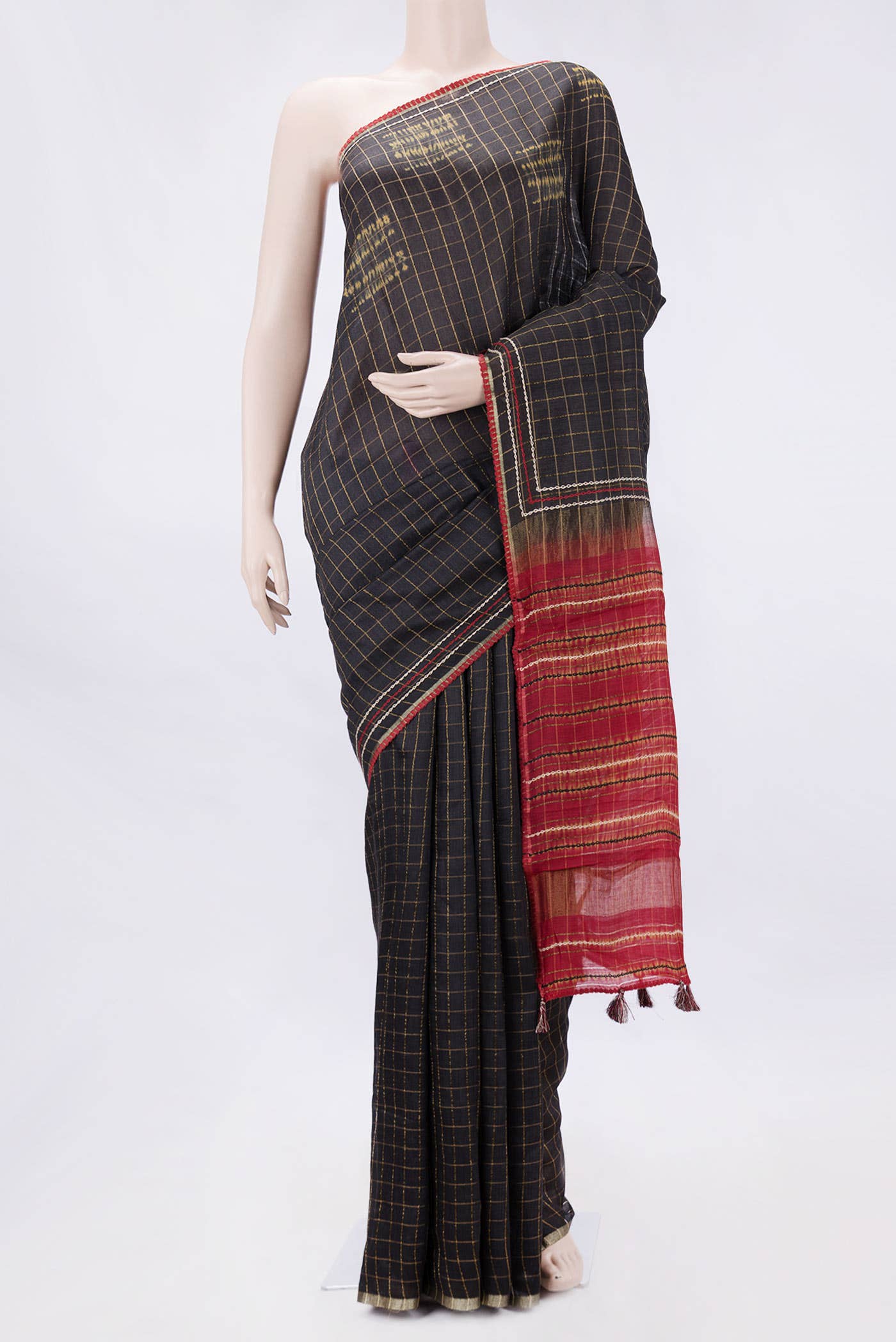 Black Dual Tone Tussar Silk Saree