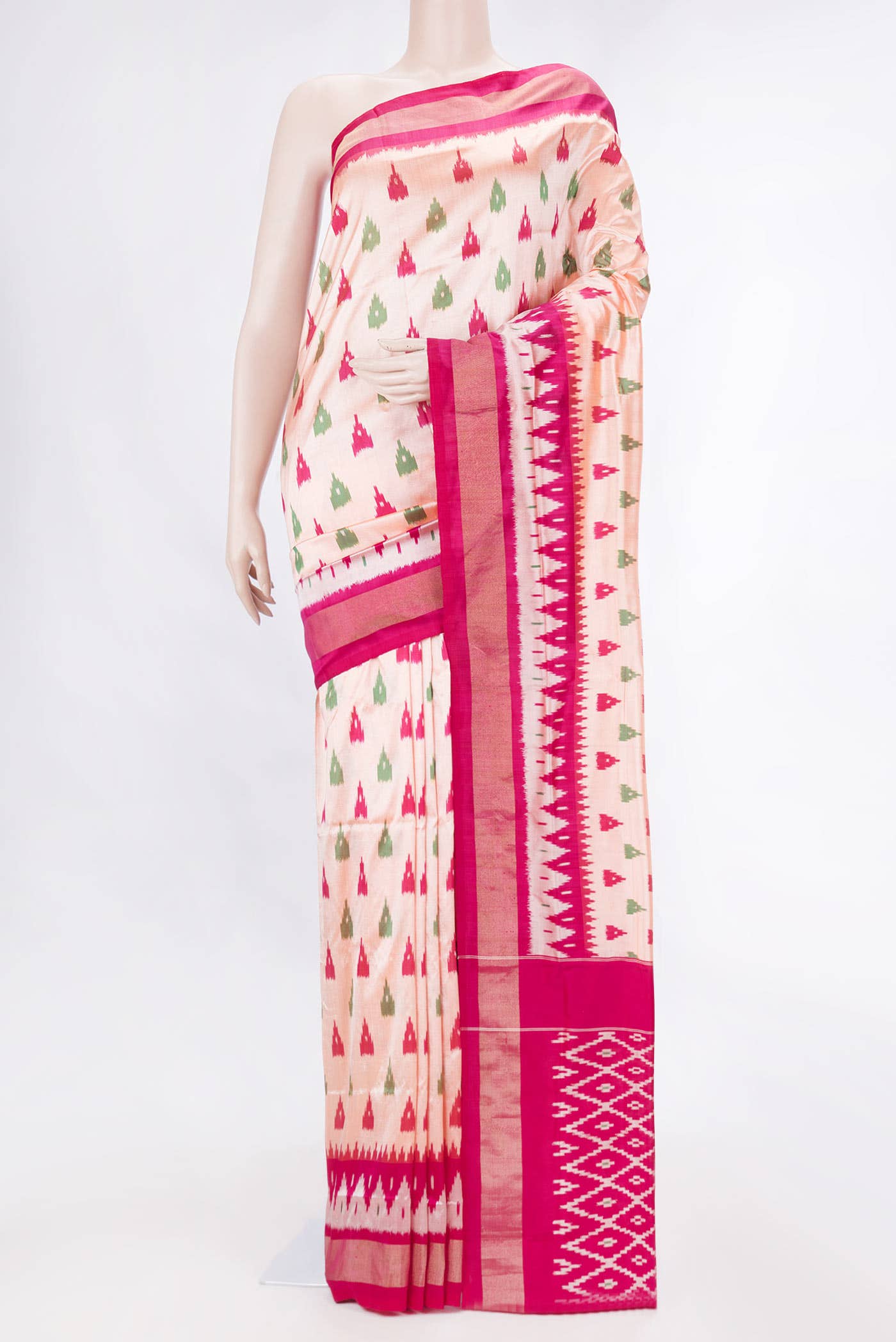 Golden Peach Dual Tone Pochampally Silk Saree